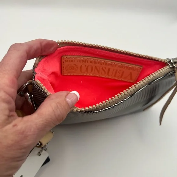 Consuela Silver and Tan Clutch Wristlet - Picture 10 of 10